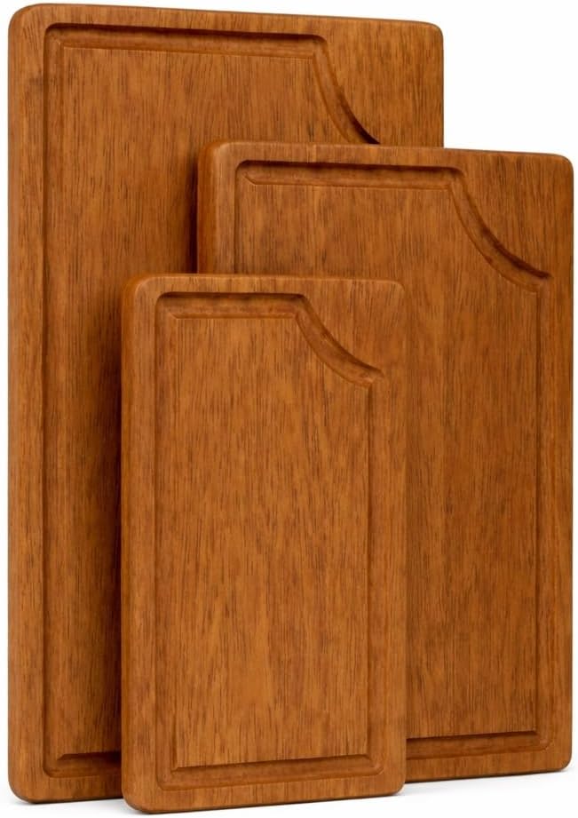 Shalinindia Mango Wood Cutting Board for Kitchen, Dark Brown, Set of 3