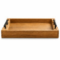 Shalinindia Mango Wooden Serving Tray, Metal Handles, Rustic, Brown