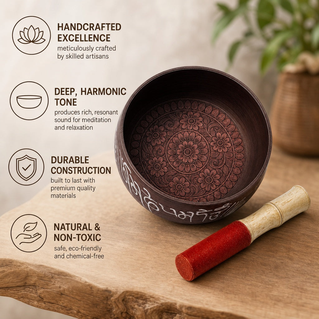 Shalinindia Tibetan Singing Bowl with Wooden Mallet, Meditation Bowl