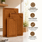 Shalinindia Mango Wood Cutting Board for Kitchen, Dark Brown, Set of 3
