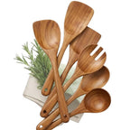 ShalinIndia 6-Piece Acacia Wood Cooking Utensils Set - Nonstick Pan Spoons