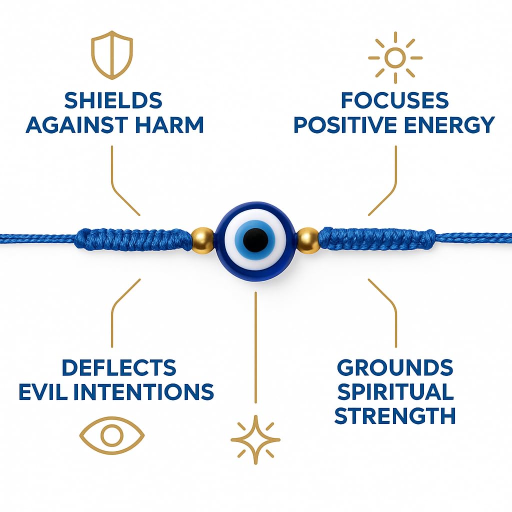 7-Knot Blue Evil Eye Bracelet Set of 7 Rakhi for Brother - Protection