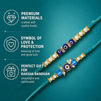 Blue Evil Eye Bracelet Set of 2 Rakhi for Brother - Protection Kabbalah