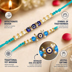 Blue Evil Eye Bracelet Set of 2 Rakhi for Brother - Protection Kabbalah
