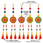 Store Indya Hanging Decor Set of 5 - Traditional Chakra Tassel Hangings