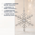 Handmade Snowflake Iron Glass Pendant Ornaments Set of 6 - Christmas Décor - Classic Snowflake (6 inch)