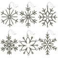 Handmade Snowflake Iron Glass Pendant Ornaments Set of 6 - Christmas Décor - Icicle Sparkle (6 inch)