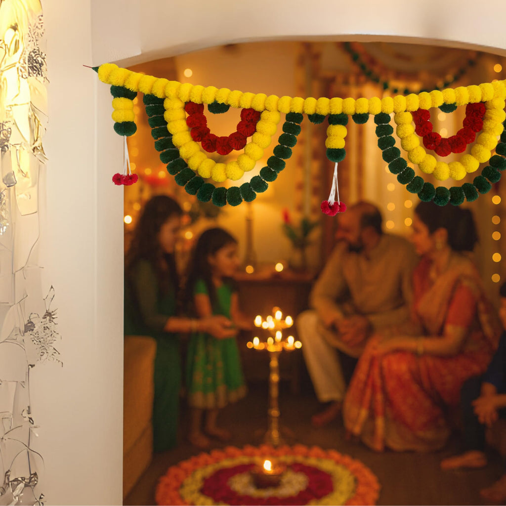 ShalinIndia Artificial Marigold Toran Door Hanging - Diwali Festival Home