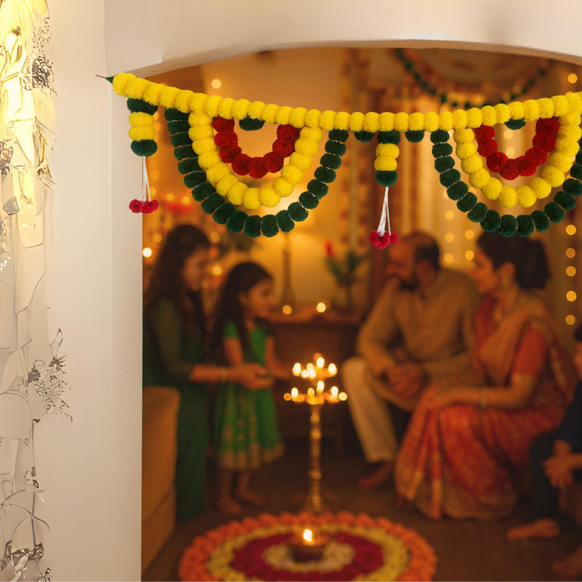 ShalinIndia Artificial Marigold Toran Door Hanging - Diwali Festival Home