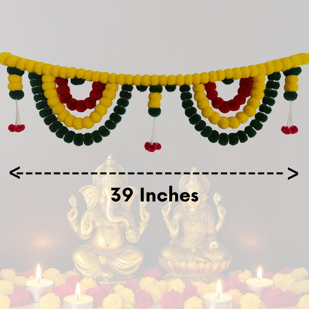 ShalinIndia Artificial Marigold Toran Door Hanging - Diwali Festival Home
