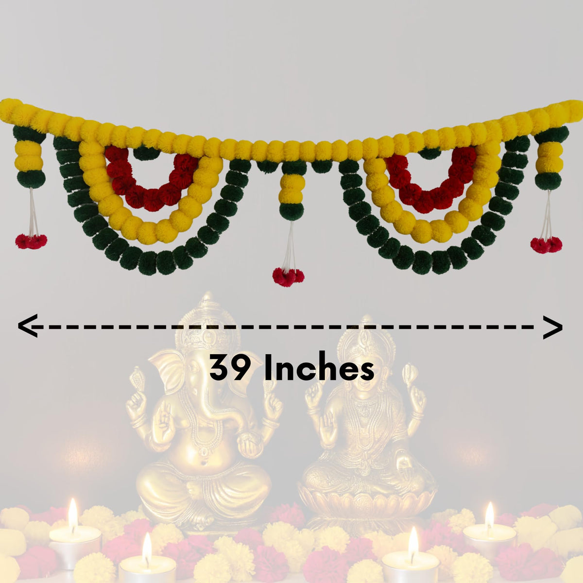 ShalinIndia Artificial Marigold Toran Door Hanging - Diwali Festival Home