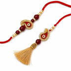 Shalin India Red Rakhi Set for Bhaiya Bhabhi - Lumba Bracelet, Raksha