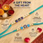 Blue Evil Eye Bracelet Set of 2 Rakhi for Brother - Protection Kabbalah