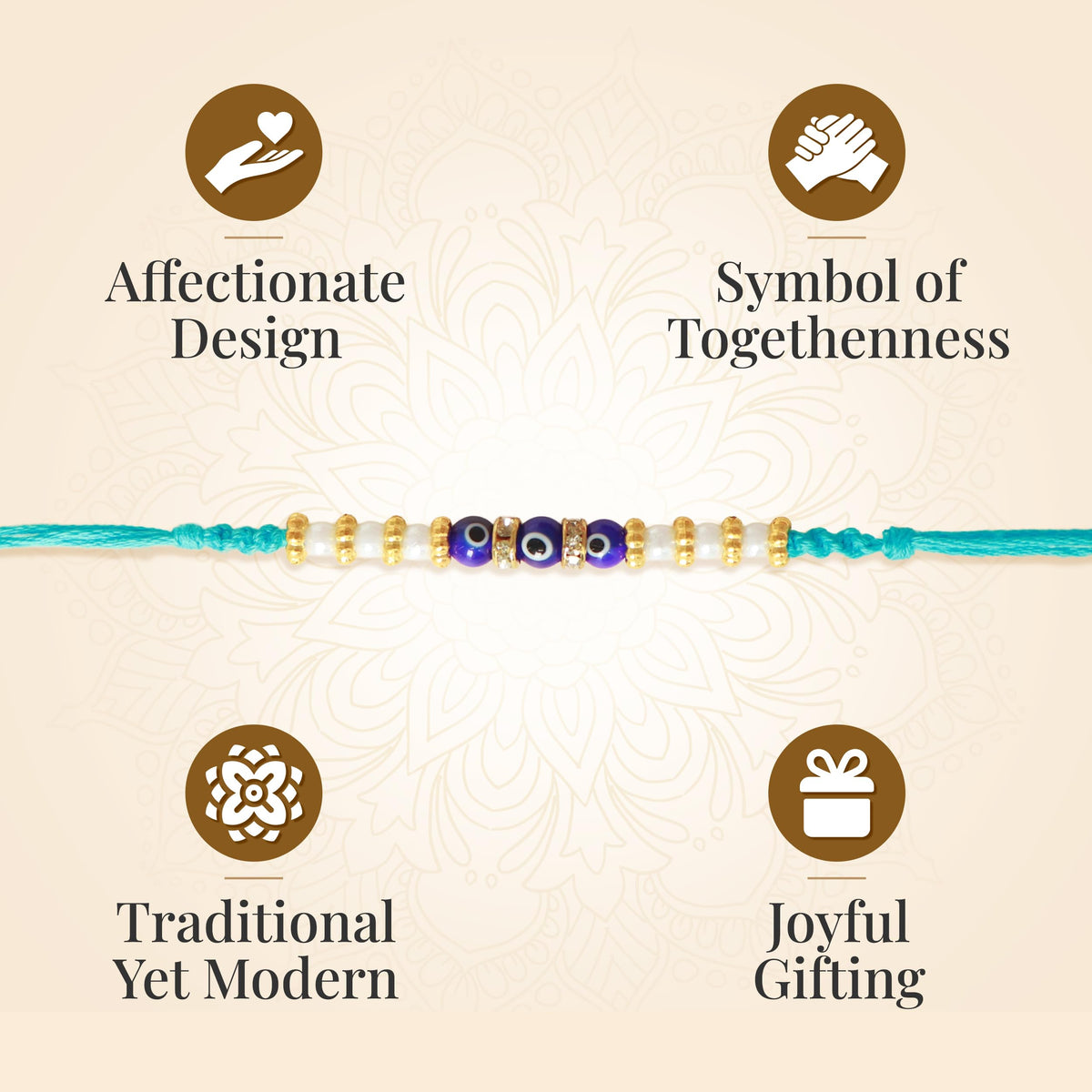 Blue Evil Eye Bracelet Set of 2 Rakhi for Brother - Protection Kabbalah