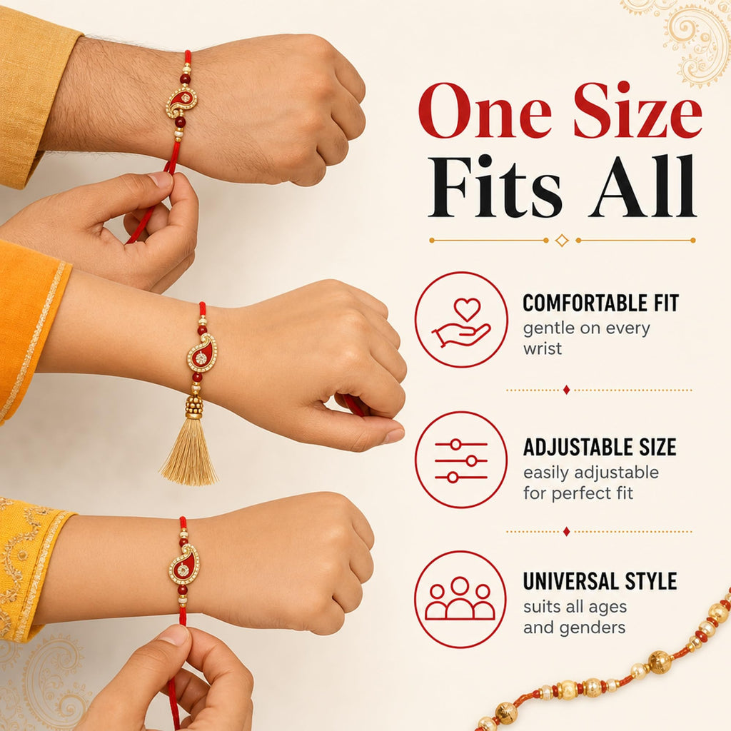 Shalin India Red Rakhi Set for Bhaiya Bhabhi - Lumba Bracelet, Raksha