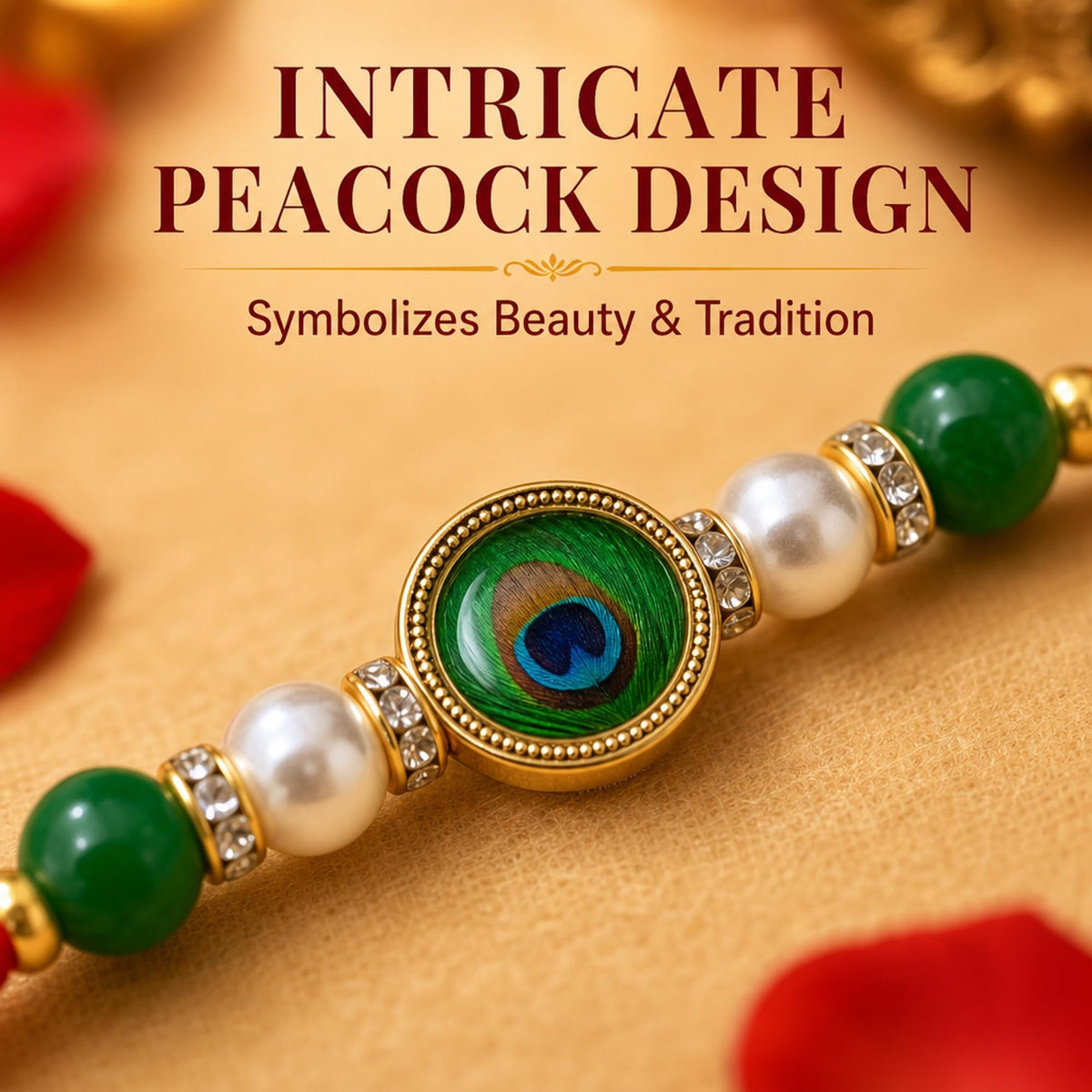 Shalin India Peacock Rakhi for Brother, Bhaiya - Rakhi Thread Bracelet
