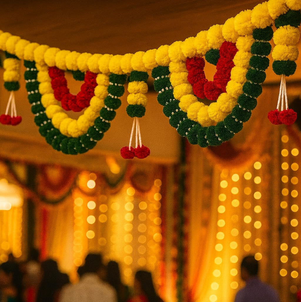ShalinIndia Artificial Marigold Toran Door Hanging - Diwali Festival Home