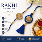 Shalin India Blue Rakhi Set for Bhaiya Bhabhi - Lumba Bracelet, Raksha