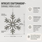 Handmade Snowflake Iron Glass Pendant Ornaments Set of 6 - Christmas Décor - Icicle Sparkle (6 inch)