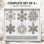 Handmade Snowflake Iron Glass Pendant Ornaments Set of 6 - Christmas Décor - Icicle Sparkle (6 inch)