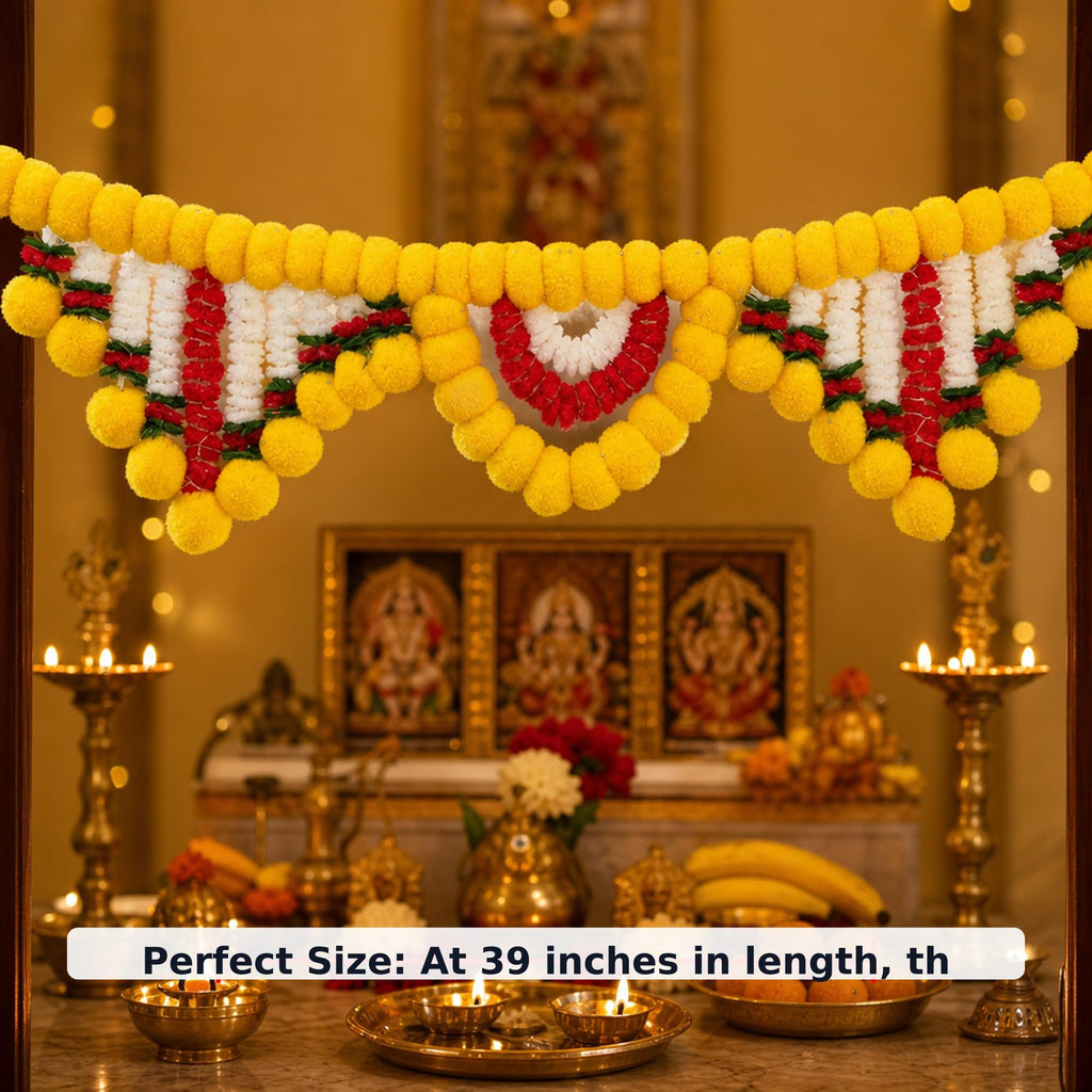 ShalinIndia Artificial Marigold Toran Door Hanging - Diwali Festival Home