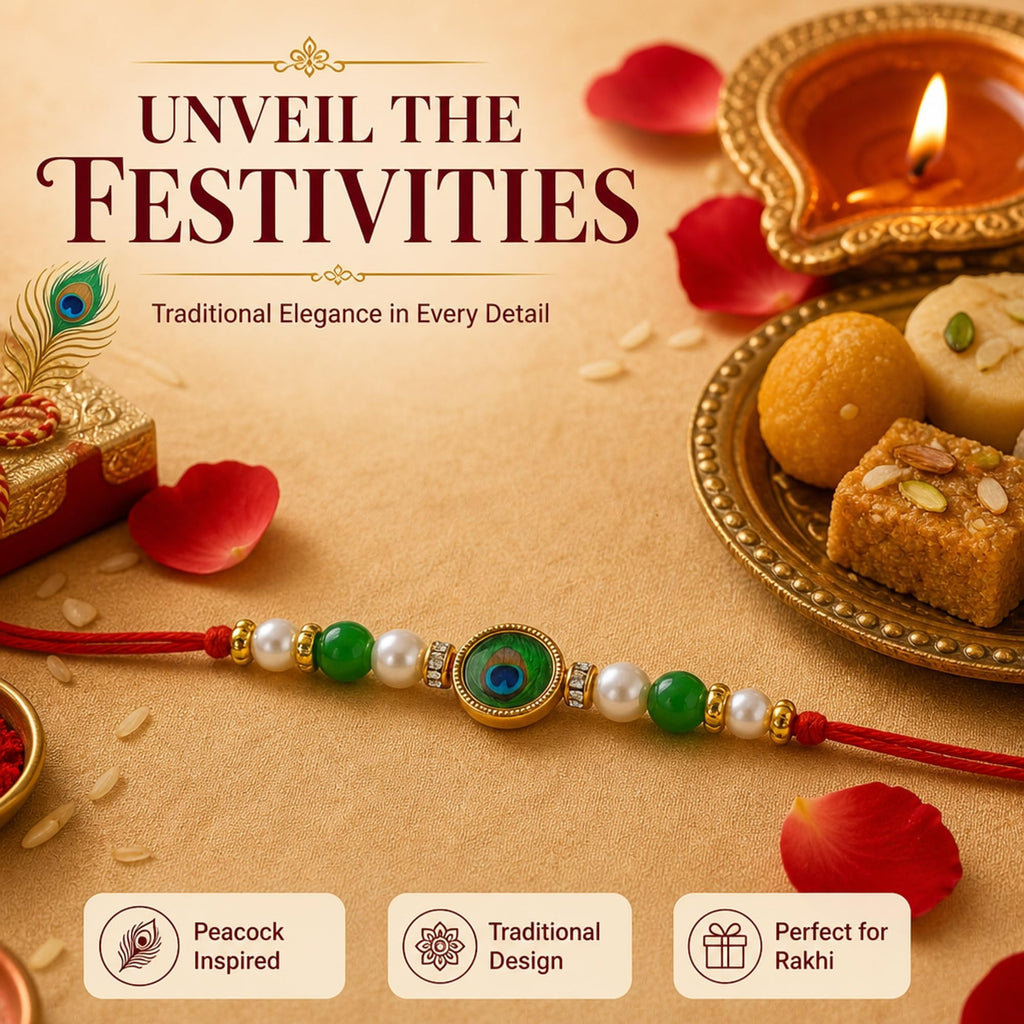 Shalin India Peacock Rakhi for Brother, Bhaiya - Rakhi Thread Bracelet