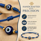 7-Knot Blue Evil Eye Bracelet Set of 7 Rakhi for Brother - Protection