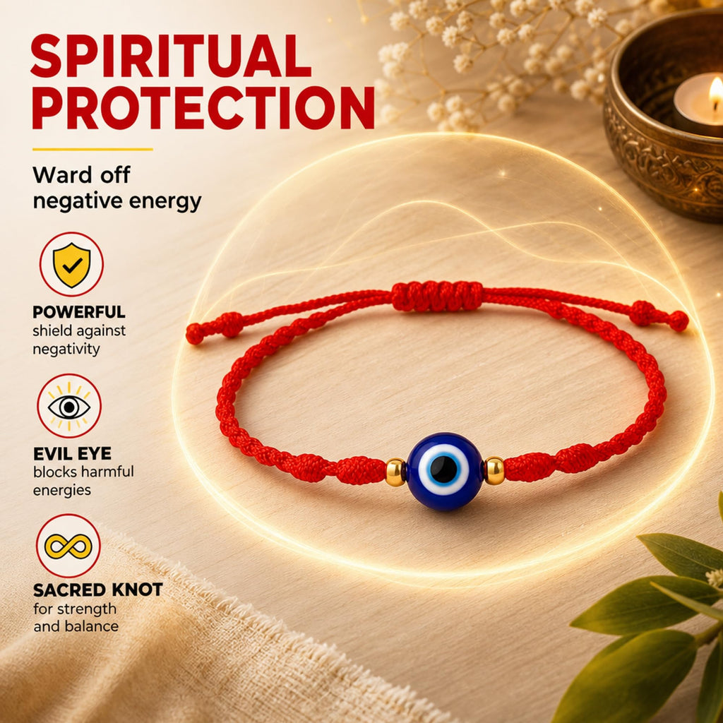 7-Knot Blue Evil Eye Bracelet Set of 2 Rakhi for Brother - Protection