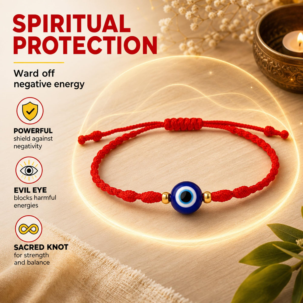 7-Knot Blue Evil Eye Bracelet Set of 2 Rakhi for Brother - Protection
