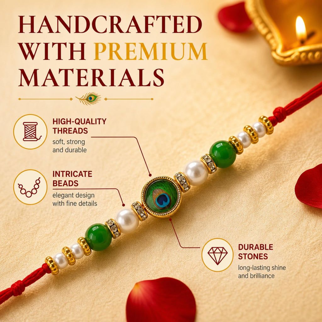 Shalin India Peacock Rakhi for Brother, Bhaiya - Rakhi Thread Bracelet