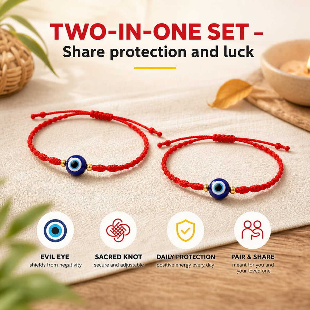 7-Knot Blue Evil Eye Bracelet Set of 2 Rakhi for Brother - Protection
