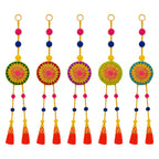 Store Indya Hanging Decor Set of 5 - Traditional Chakra Tassel Hangings