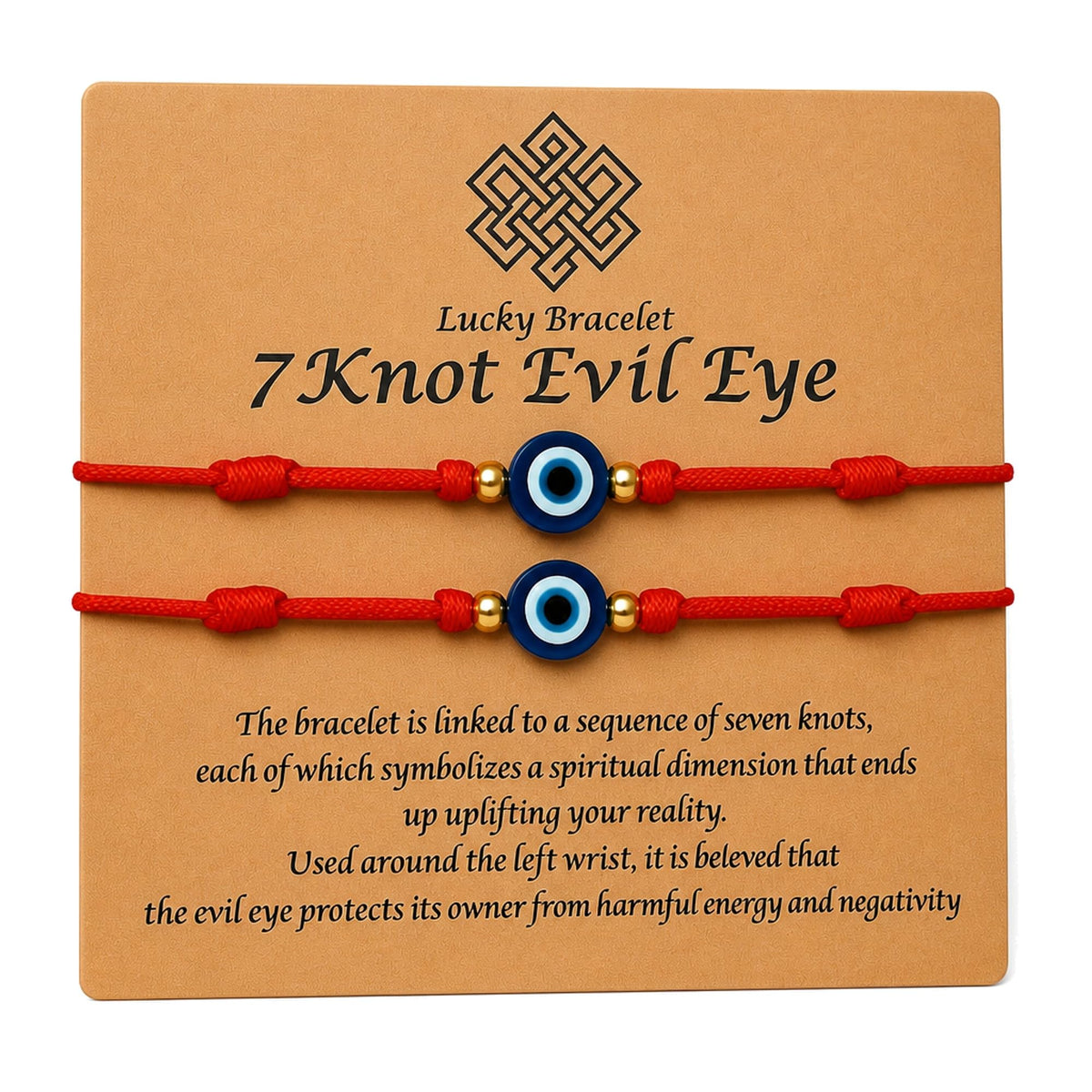 7-Knot Blue Evil Eye Bracelet Set of 2 Rakhi for Brother - Protection