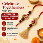 Shalin India Red Rakhi Set for Bhaiya Bhabhi - Lumba Bracelet, Raksha