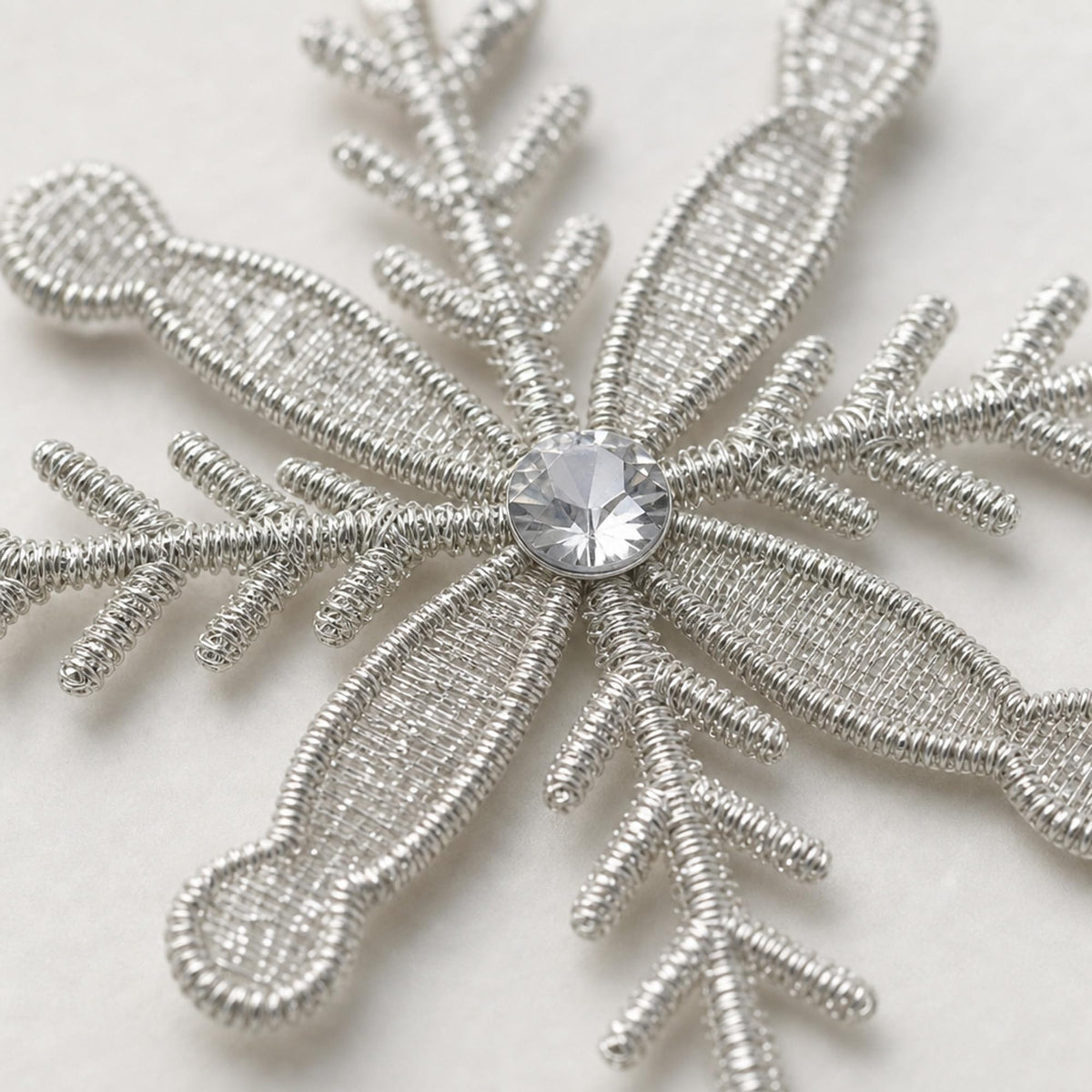 Handmade Snowflake Iron Glass Pendant Ornaments Set of 6 - Christmas Décor - Classic Snowflake (6 inch)