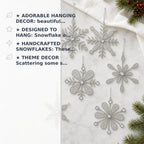 Handmade Snowflake Iron Glass Pendant Ornaments Set of 6 - Christmas Décor - Classic Snowflake (6 inch)