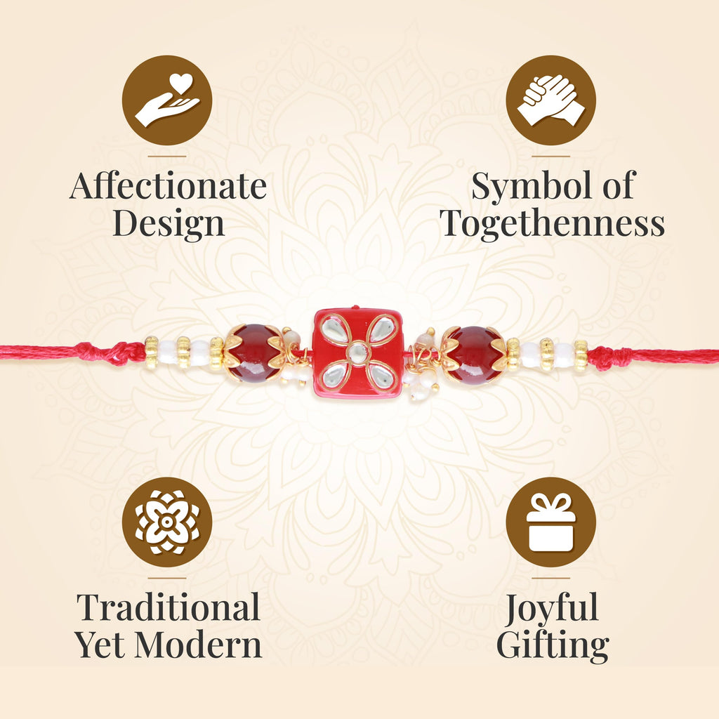 Shalin India Red Rakhi for Brother, Bhaiya - Rakhi Thread Bracelet, Raksha