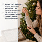Handmade Snowflake Iron Glass Pendant Ornaments Set of 6 - Christmas Décor - Classic Snowflake (6 inch)