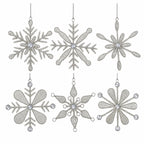 Handmade Snowflake Iron Glass Pendant Ornaments Set of 6 - Christmas Décor - Classic Snowflake (6 inch)