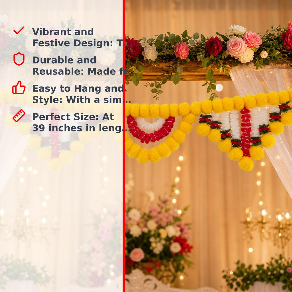 ShalinIndia Artificial Marigold Toran Door Hanging - Diwali Festival Home