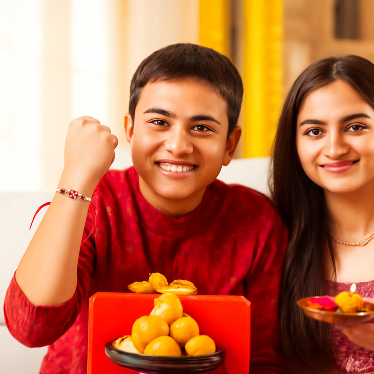 Shalin India Red Rakhi for Brother, Bhaiya - Rakhi Thread Bracelet, Raksha