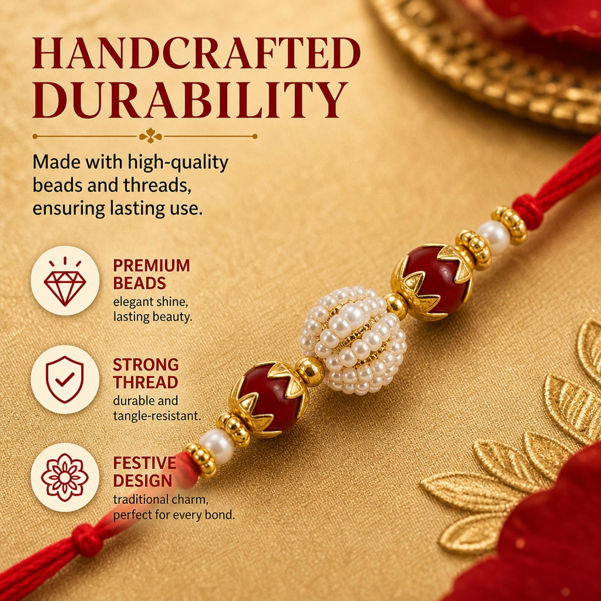 Shalin India Red Rakhi for Brother, Bhaiya - Rakhi Thread Bracelet, Raksha