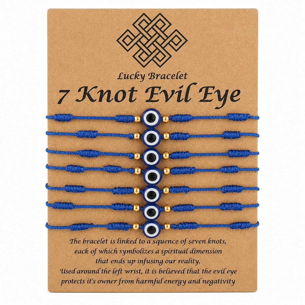 7-Knot Blue Evil Eye Bracelet Set of 7 Rakhi for Brother - Protection