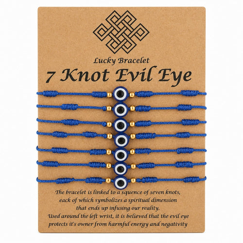 7-Knot Blue Evil Eye Bracelet Set of 7 Rakhi for Brother - Protection