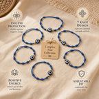 7-Knot Blue Evil Eye Bracelet Set of 7 Rakhi for Brother - Protection