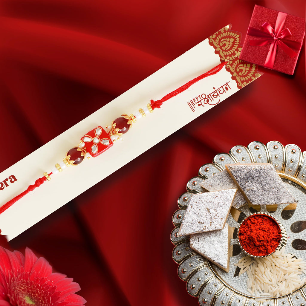 Shalin India Red Rakhi for Brother, Bhaiya - Rakhi Thread Bracelet, Raksha