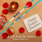 Blue Evil Eye Bracelet Set of 2 Rakhi for Brother - Protection Kabbalah