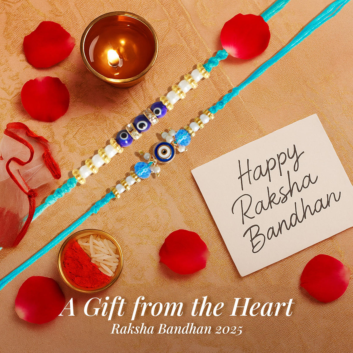 Blue Evil Eye Bracelet Set of 2 Rakhi for Brother - Protection Kabbalah