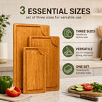 Shalinindia Mango Wood Cutting Board for Kitchen, Natural, Set of 3