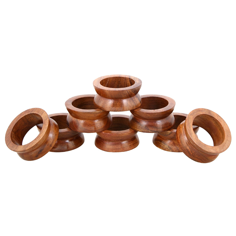 Artisan Crafted in India Shalinindia  Handmade Wood Napkin Ring Set Set of 8 